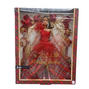 2024 Holiday Barbie Signature Hispanic / Latina Plaid Dress DAMAGED BOX